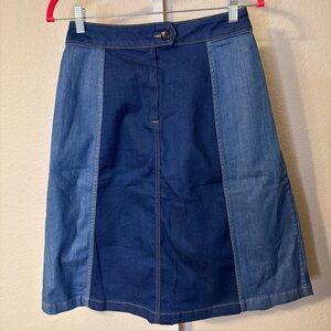 Claudie Pierlot Denim A-Line Midi Skirt‎ Size 38 Colorblock Paneled Design